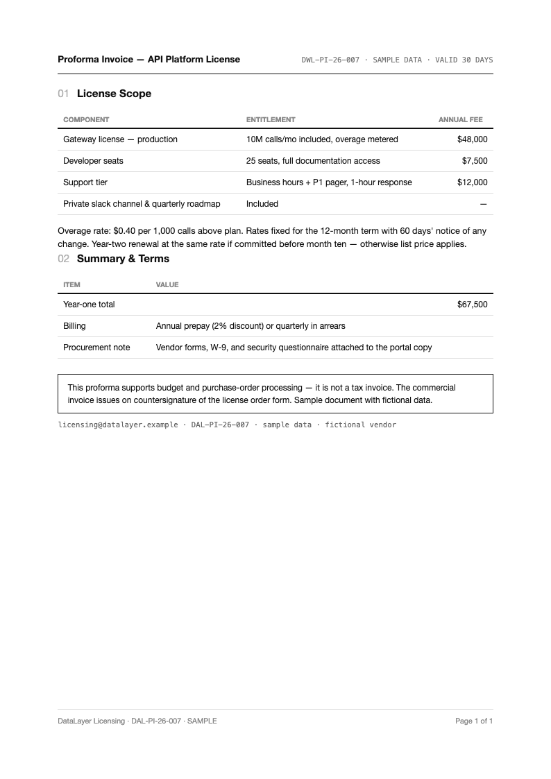 Tech minimalist proforma invoice